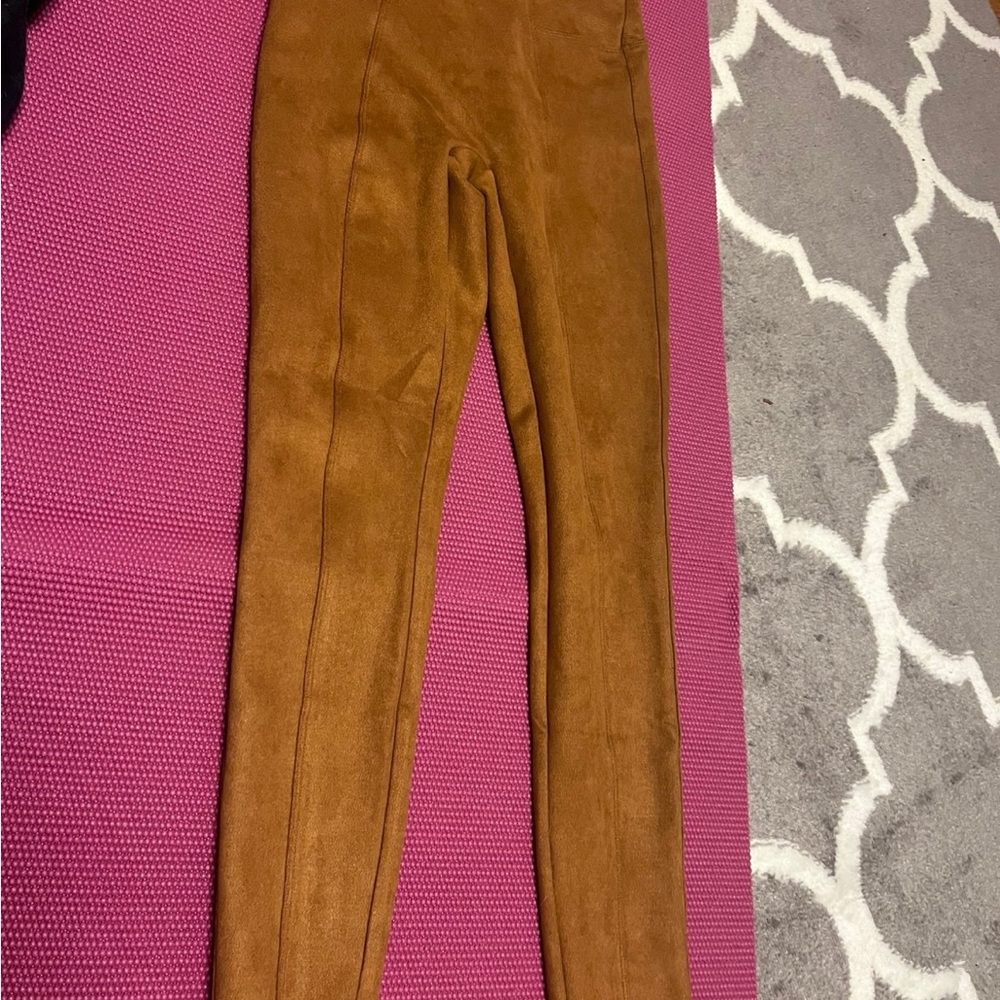 SPANX Suede-Look Brown Shaping Leggings